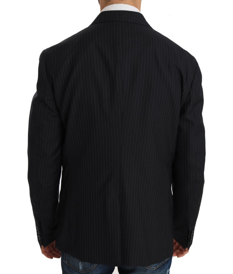 Gray Striped Wool Jacket Coat Slim Blazer Dolce & Gabbana