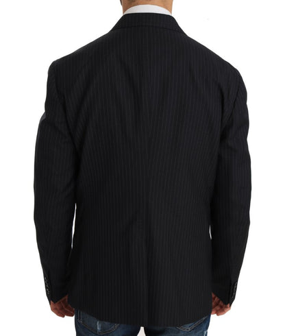 Gray Striped Wool Jacket Coat Slim Blazer Dolce & Gabbana