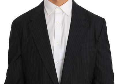 Gray Striped Wool Jacket Coat Slim Blazer Dolce & Gabbana