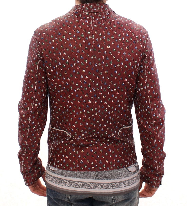 Bordeaux Leather Boxer Print Jacket Coat Dolce & Gabbana