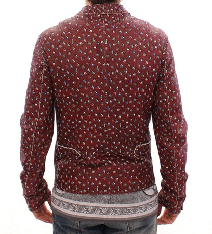 Bordeaux Leather Boxer Print Jacket Coat Dolce & Gabbana