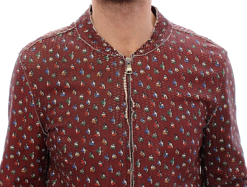 Bordeaux Leather Boxer Print Jacket Coat Dolce & Gabbana