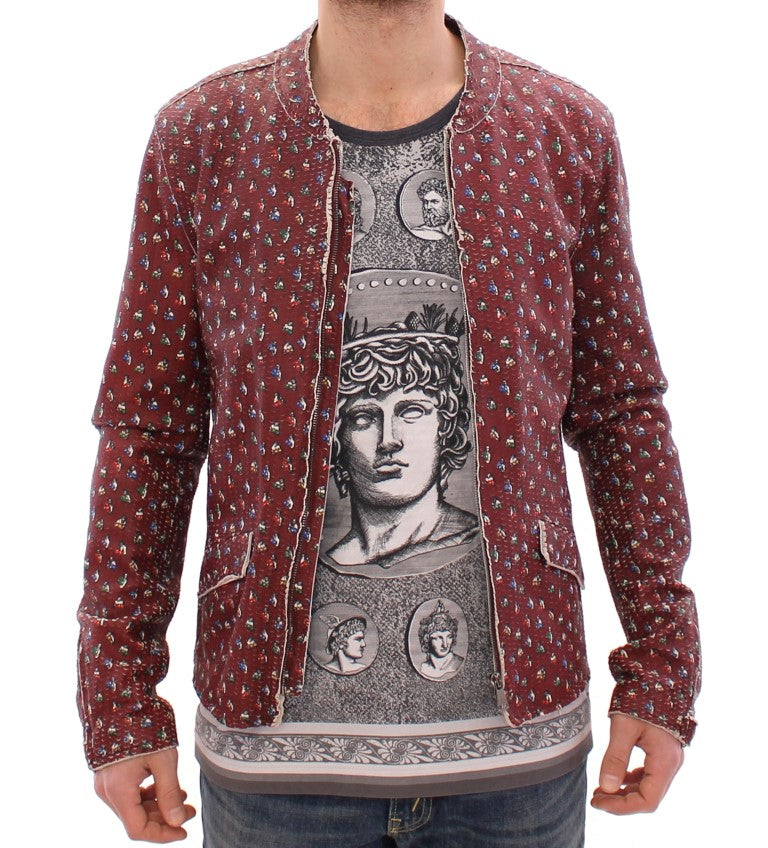 Bordeaux Leather Boxer Print Jacket Coat Dolce & Gabbana