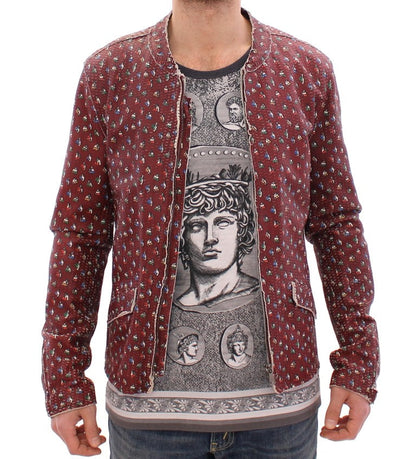 Bordeaux Leather Boxer Print Jacket Coat Dolce & Gabbana