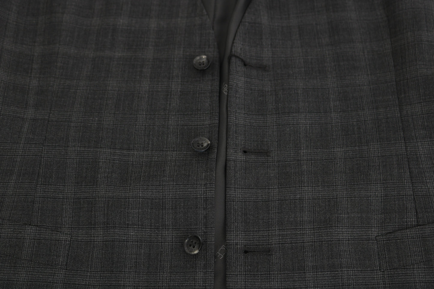 Gray Wool STAFF Checkered Stretch Vest Dolce & Gabbana