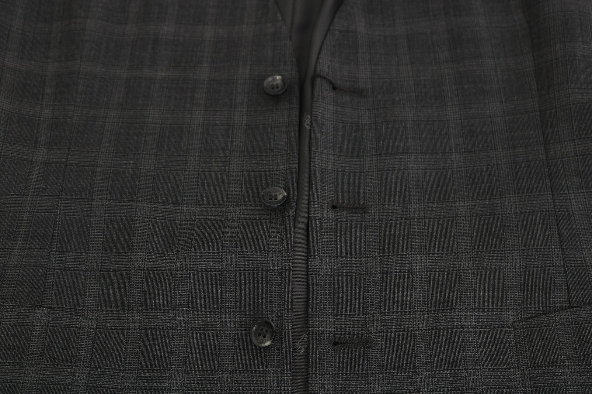 Gray Wool STAFF Checkered Stretch Vest Dolce & Gabbana