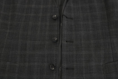 Gray Wool STAFF Checkered Stretch Vest Dolce & Gabbana