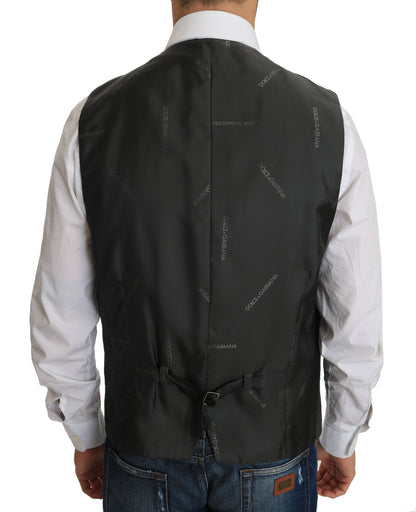 Gray Wool STAFF Checkered Stretch Vest Dolce & Gabbana