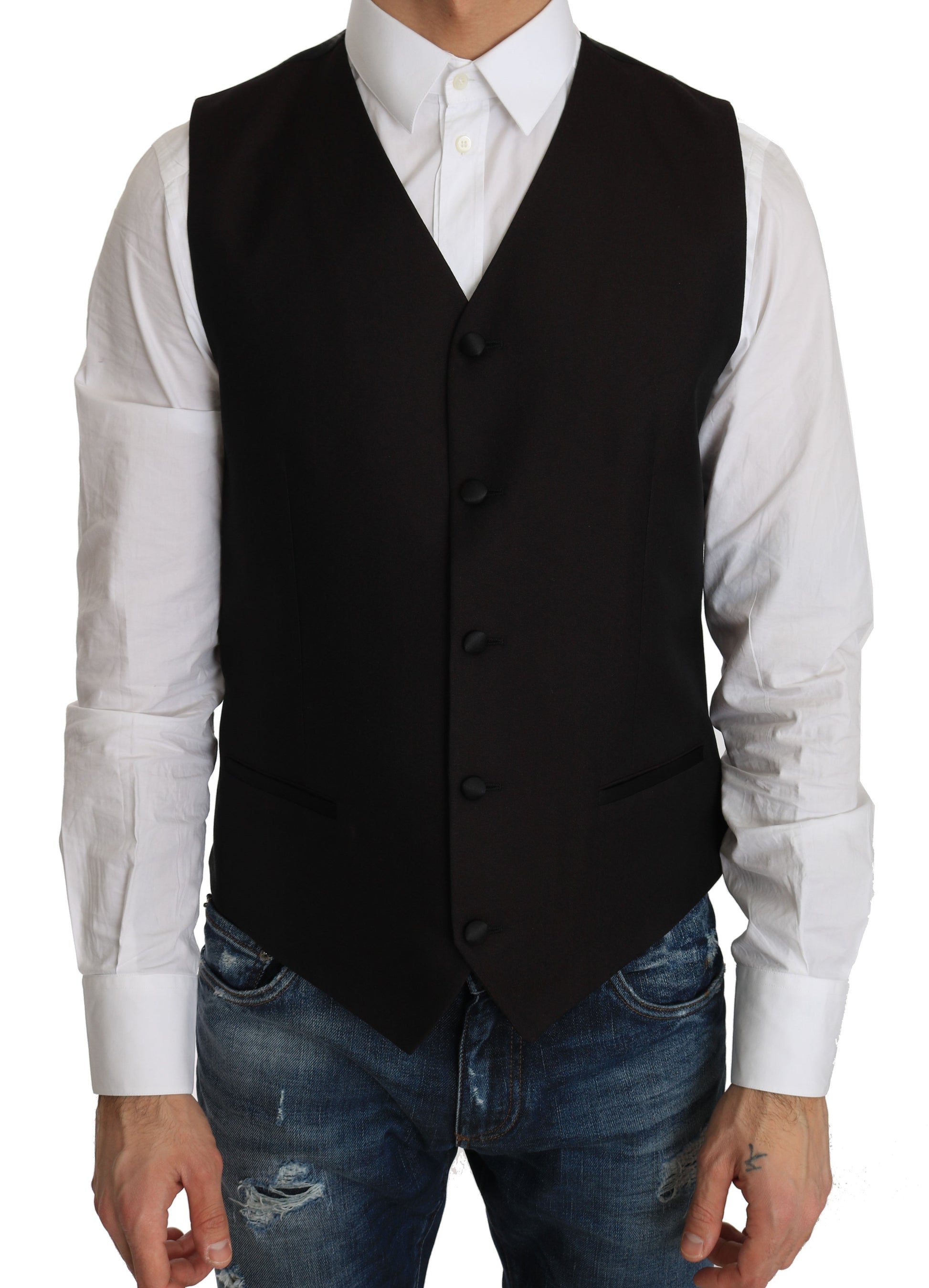 Black Silk Dress Waistcoat Dolce & Gabbana