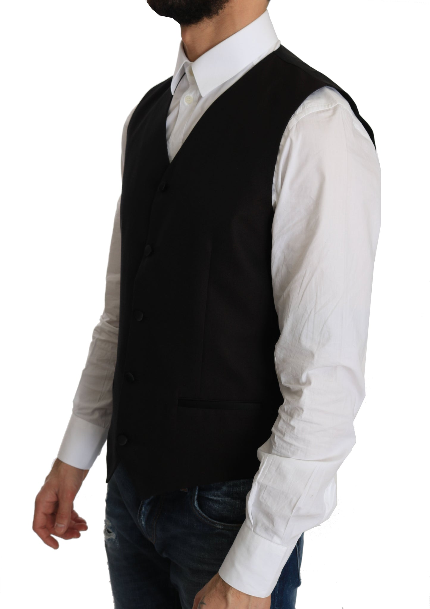 Black Silk Dress Waistcoat Dolce & Gabbana