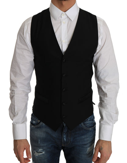 Black Wool Dress Waistcoat Dolce & Gabbana