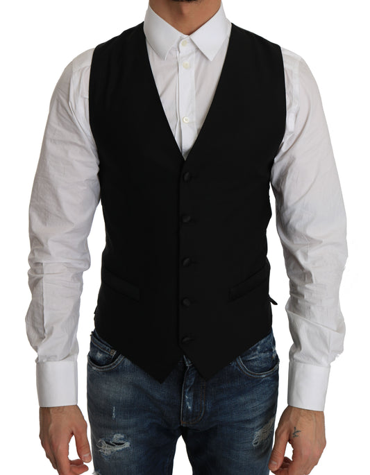 Black Wool Dress Waistcoat Dolce & Gabbana