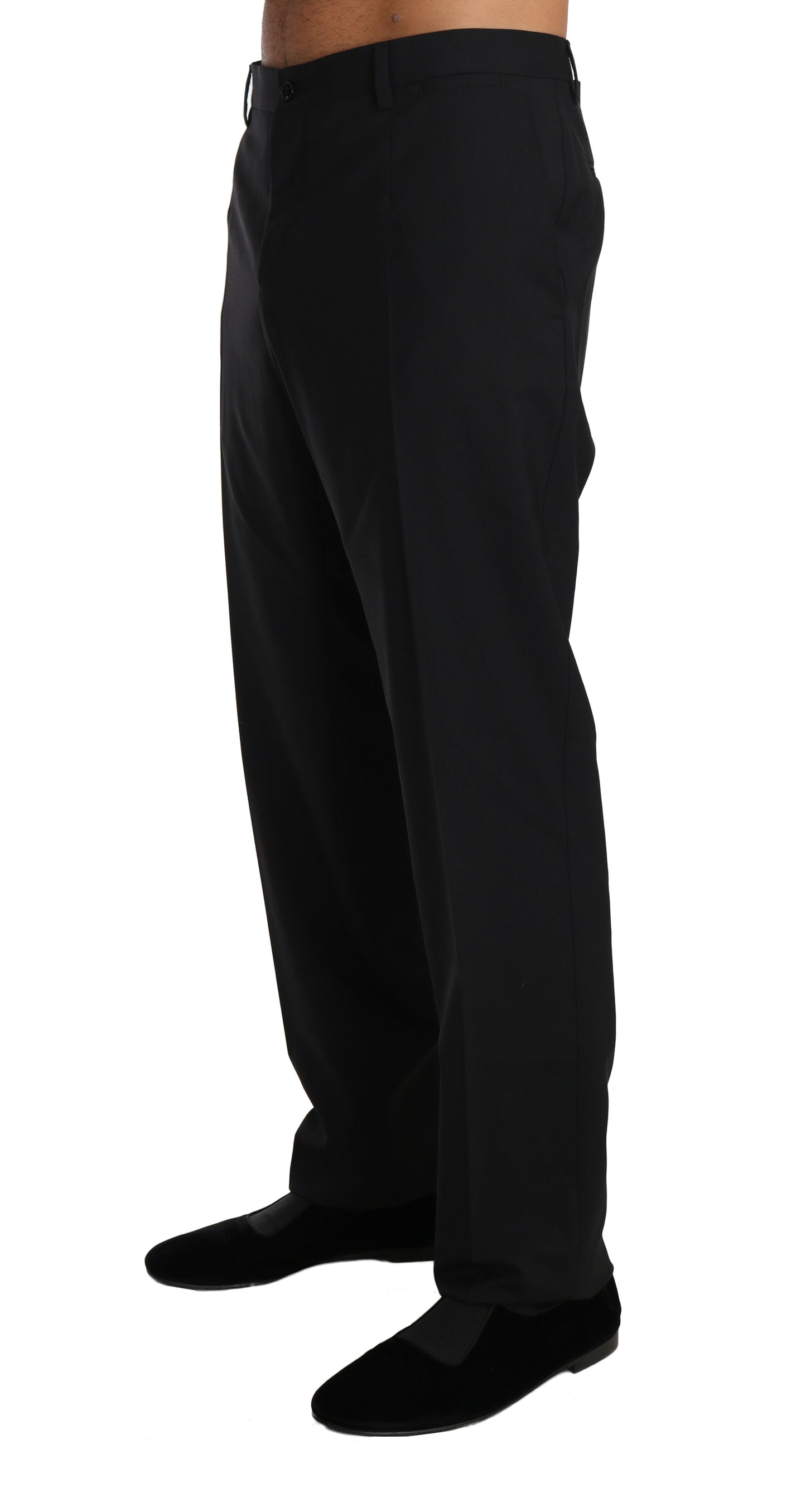 Black Wool Stretch Formal Trousers Dolce & Gabbana
