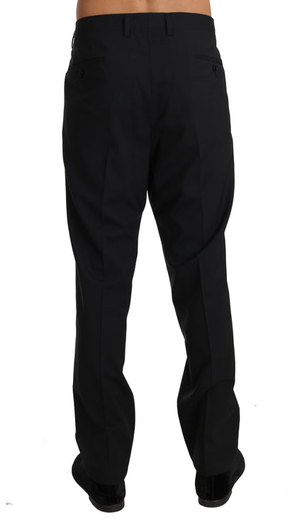 Black Wool Stretch Formal Trousers Dolce & Gabbana