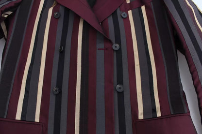 Multicolor Striped Runway 3 Piece Slim Fit Vest Suit