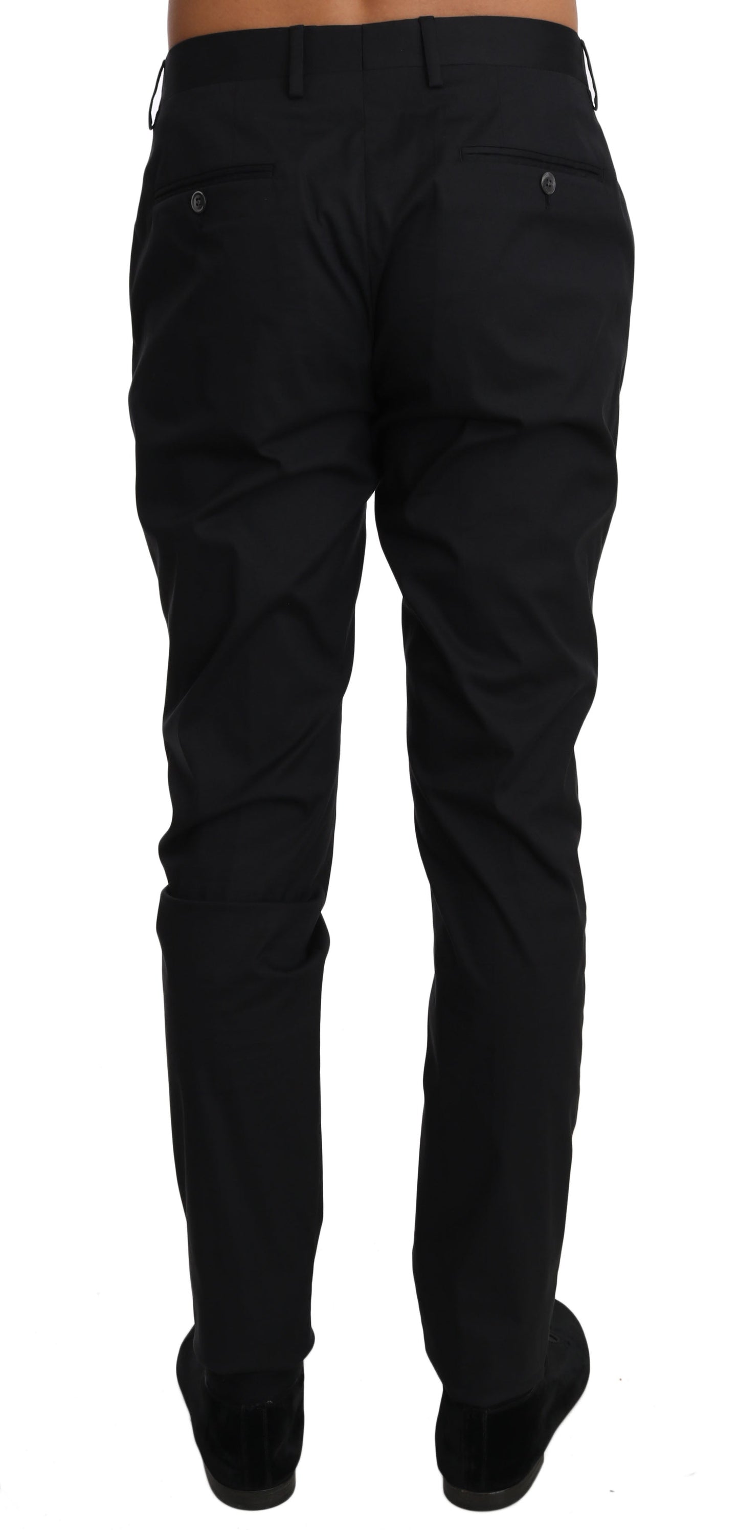 Black Cotton Stretch Formal Trousers Pants Dolce & Gabbana