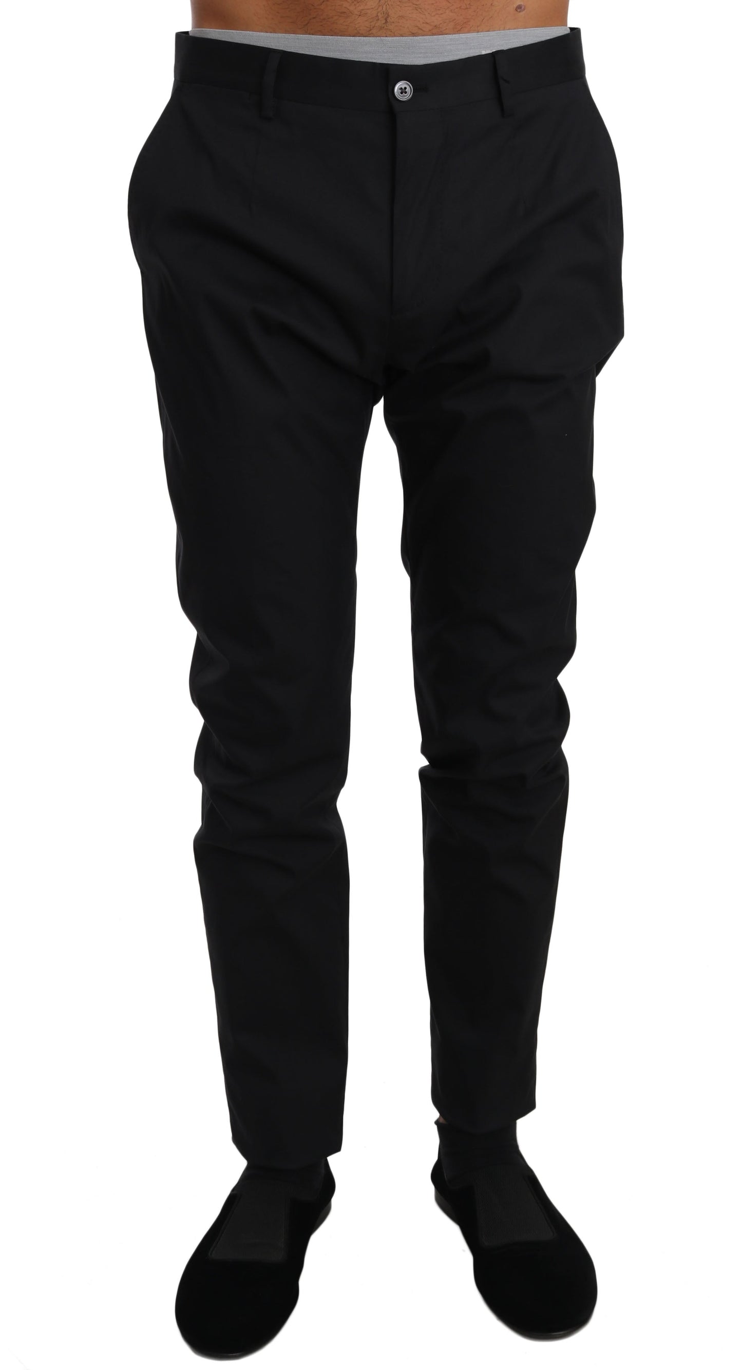 Black Cotton Stretch Formal Trousers Pants Dolce & Gabbana