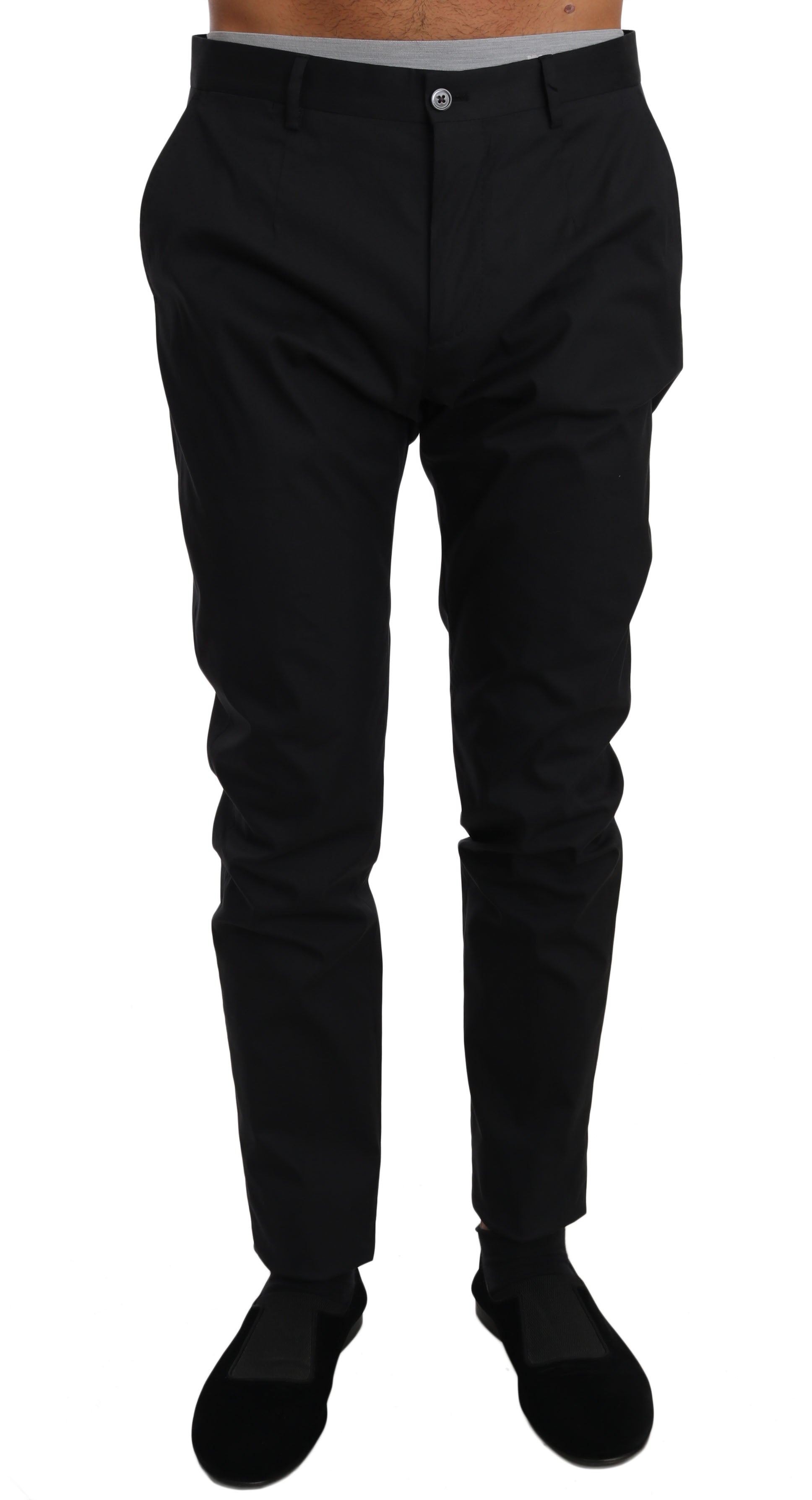 Black Cotton Stretch Formal Trousers Pants Dolce & Gabbana