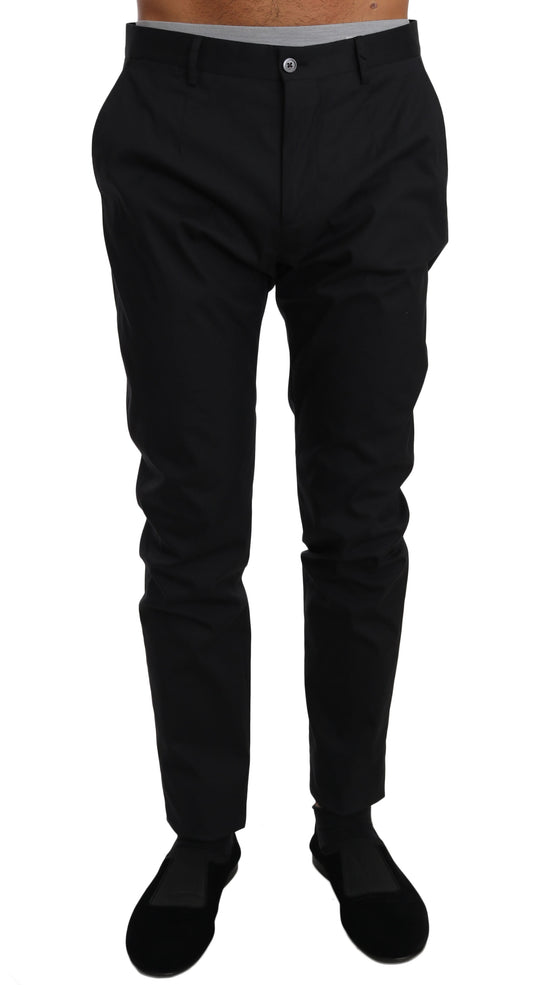 Black Cotton Stretch Formal Trousers Pants Dolce & Gabbana