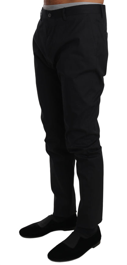 Black Cotton Stretch Formal Trousers Pants Dolce & Gabbana