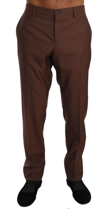 Brown Wool Silk Formal Trousers Pants Dolce & Gabbana