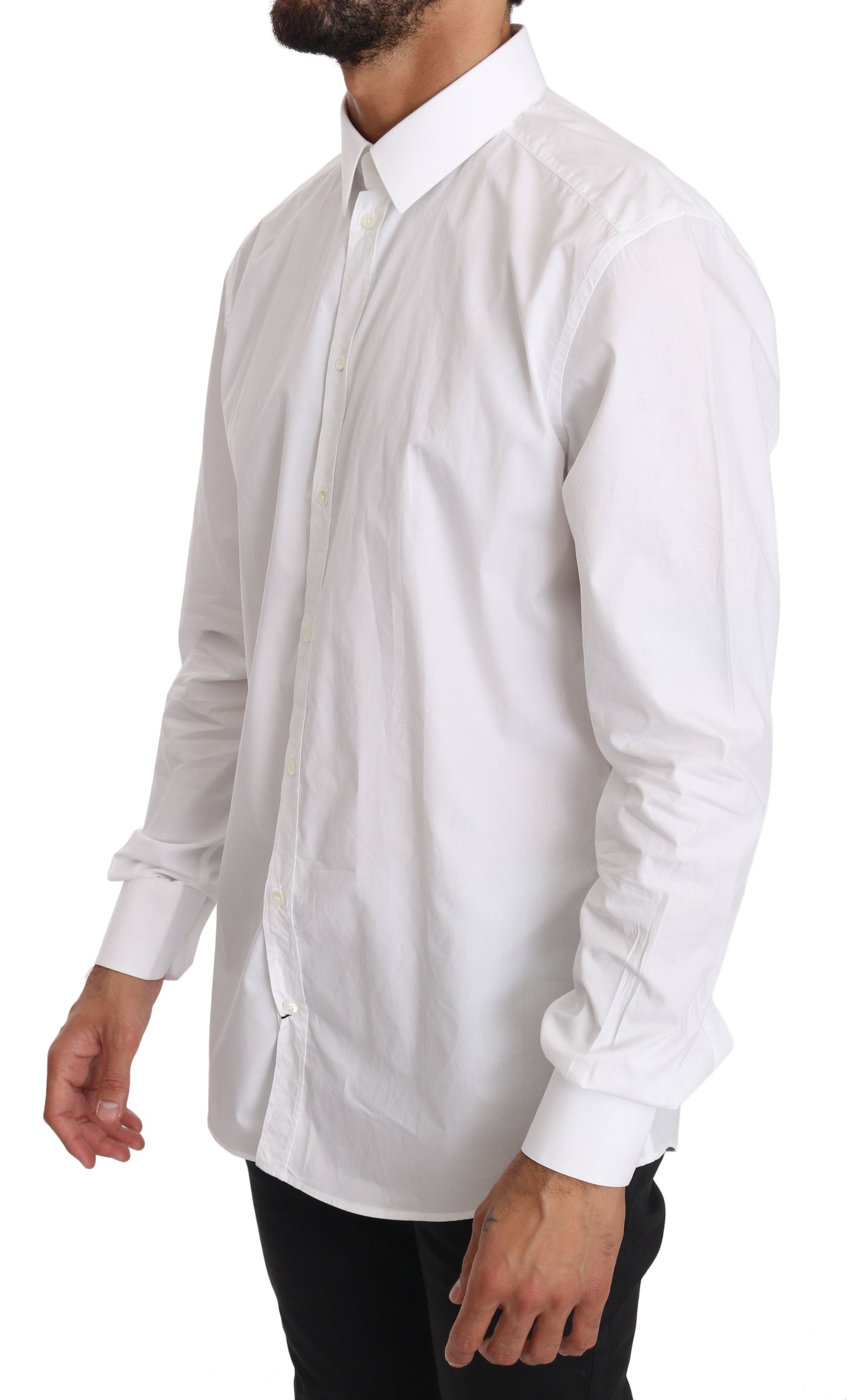 White Cotton GOLD Dress Shirt Dolce & Gabbana