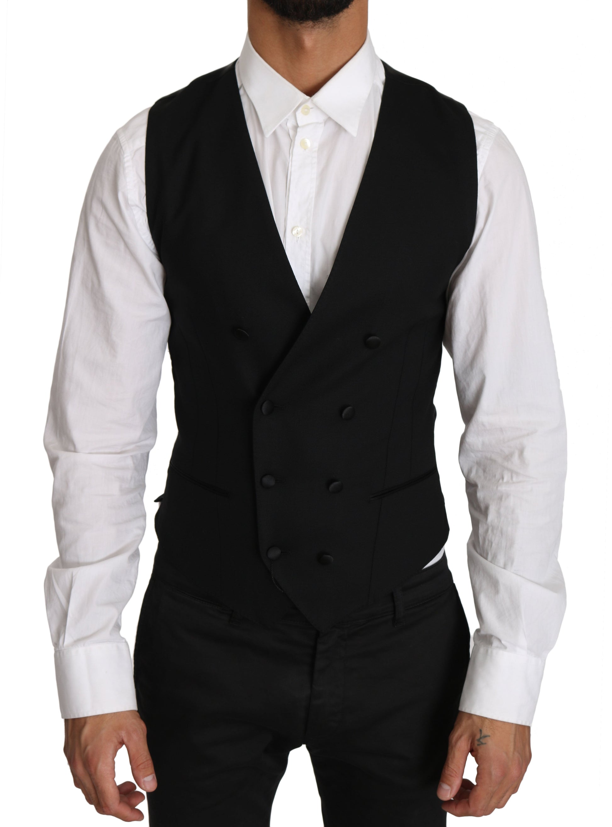 Gray Wool Double Breasted Waistcoat Vest Dolce & Gabbana