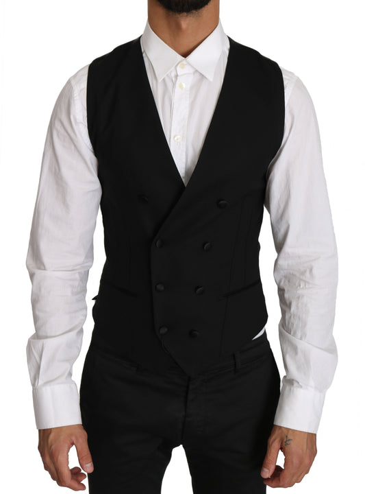 Gray Wool Double Breasted Waistcoat Vest Dolce & Gabbana