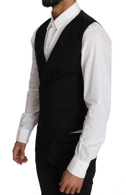 Gray Wool Double Breasted Waistcoat Vest Dolce & Gabbana