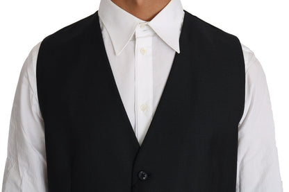 Gray Wool Silk Waistcoat Vest Dolce & Gabbana