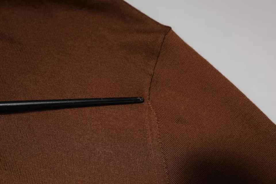 Brown Cashmere Turtleneck Pullover Sweater