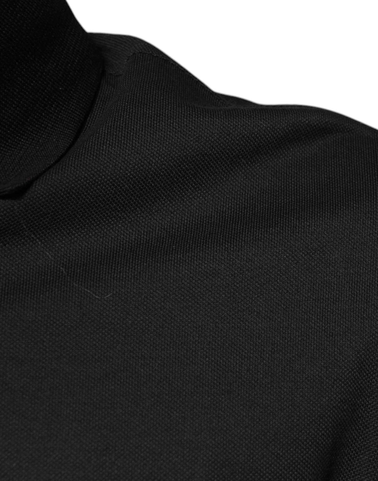 Black Logo Print Collared Cotton Polo T-shirt