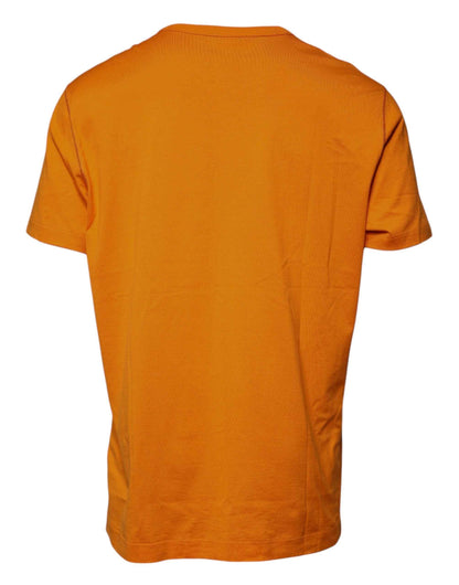 Orange Logo Cotton Crew Neck T-shirt