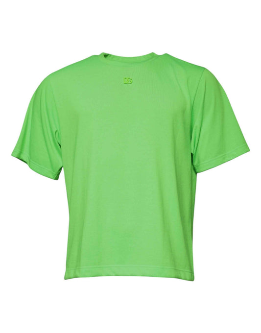 Green Logo Polyester Crew Neck T-shirt
