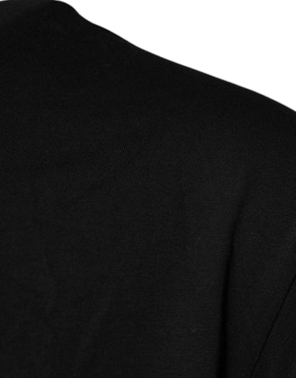 Black Logo Print Cotton Crew Neck T-shirt
