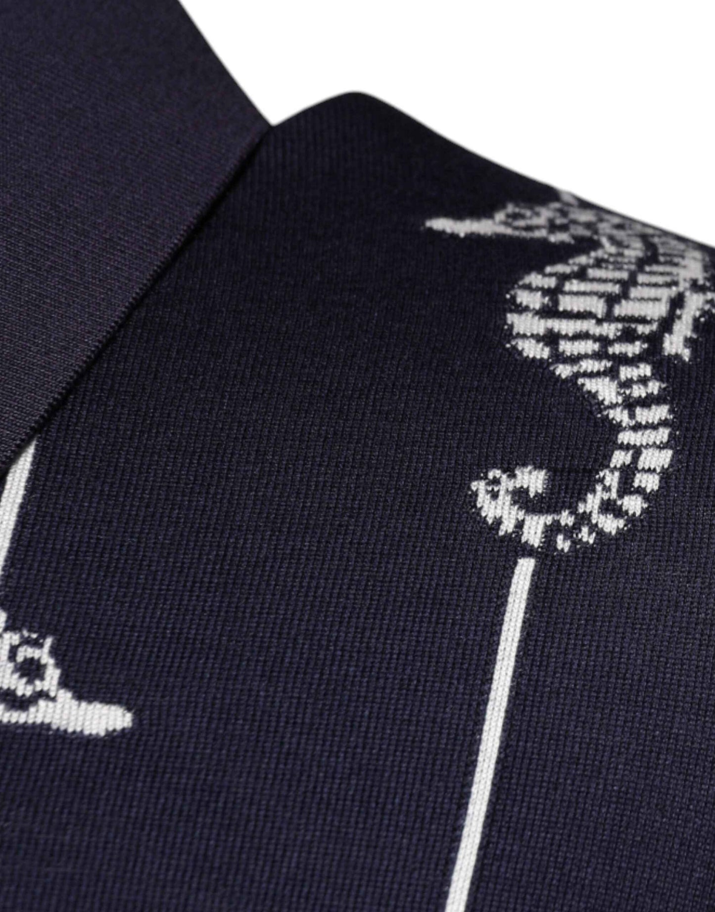 Dark Blue Sea Horse Collared Polo T-shirt