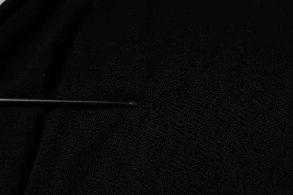 Black Logo Wool Crew Neck Pullover Sweater
