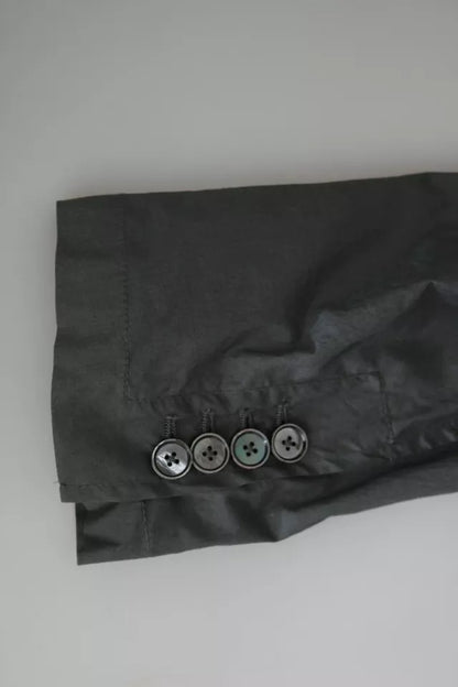 Gray Cotton Single Breasted Formal Blazer