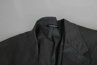 Gray Cotton Single Breasted Formal Blazer