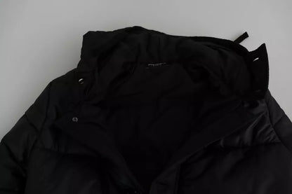 Black Hooded Polyester Men Coat Puffer Jacket