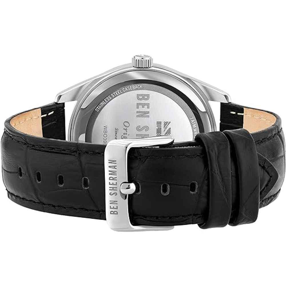 Black Leather Dress Watch