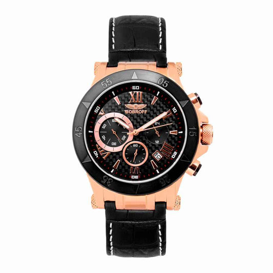 Black Leather Dress Watch