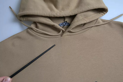 Brown Cotton Symbolic Molleton Bouclette Hooded Sweater