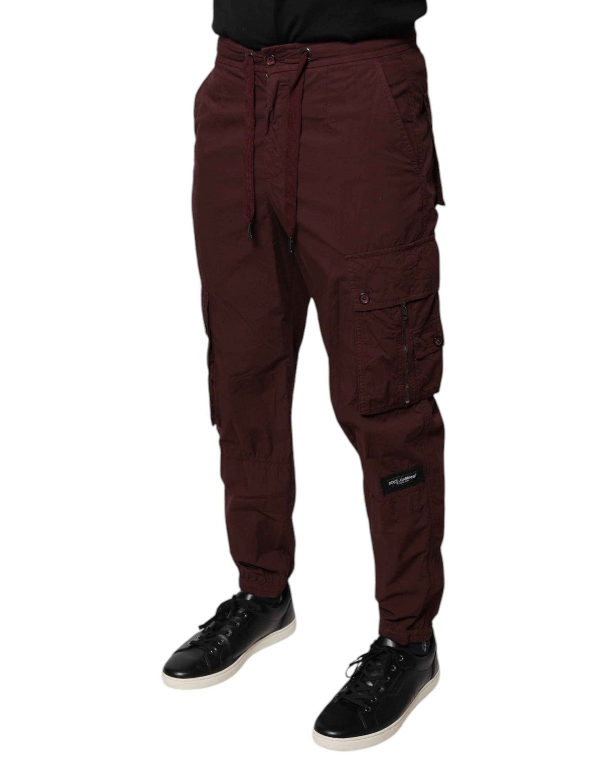 Bordeaux Cotton Cargo Jogger Sweatpants Pants