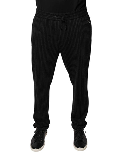 Black Stripes Viscose Skinny Dress Pants