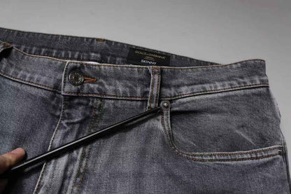 Gray Logo Cotton Stretch Skinny Denim Jeans