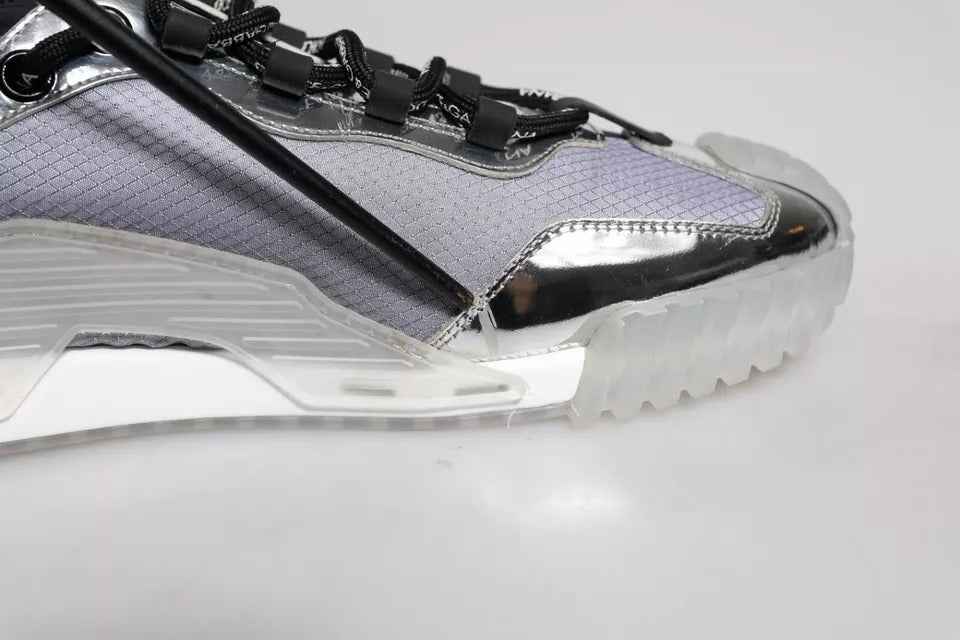 Silver Black Nylon NS1 Low Top Sneakers Shoes