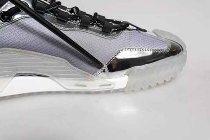 Silver Black Nylon NS1 Low Top Sneakers Shoes