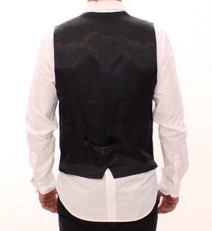 Gray Striped Wool Single Breasted Vest Dolce & Gabbana
