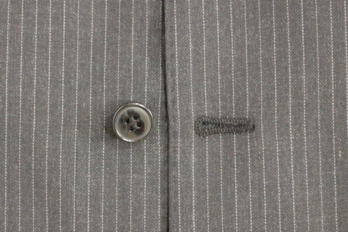 Gray Striped Wool Single Breasted Vest Dolce & Gabbana